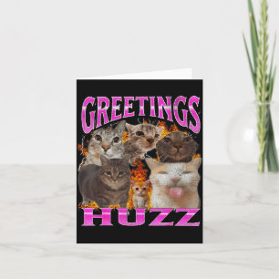 Tarjeta Saludos Huzz divertido meme de gato gráfico bootle