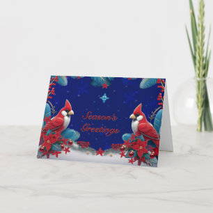 Tarjeta Saludos Navideños: Amor, Paz, Alegría con Cardenal