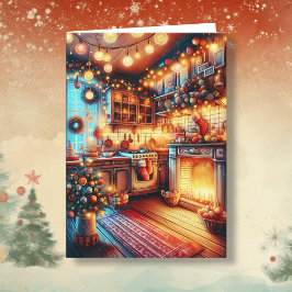 Tarjeta Saludos navideños anticuados