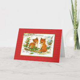 Tarjeta Saludos navideños Foxes Reproducción de cosecha