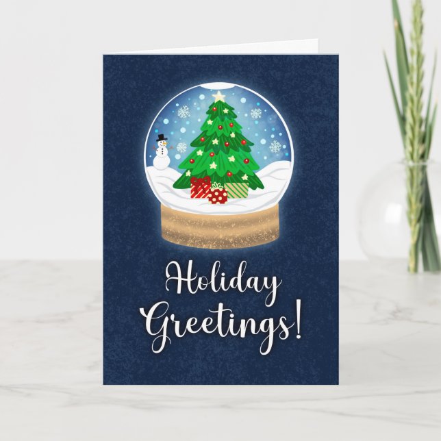 Tarjeta Saludos Navideños Globo de Nieve Navidad (Anverso)