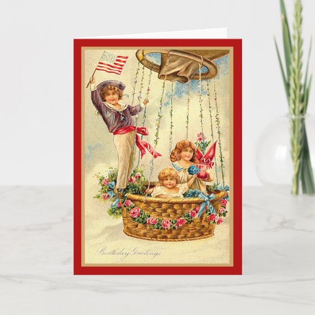 Tarjeta Saludos patrióticos de cumpleaños (Anverso)