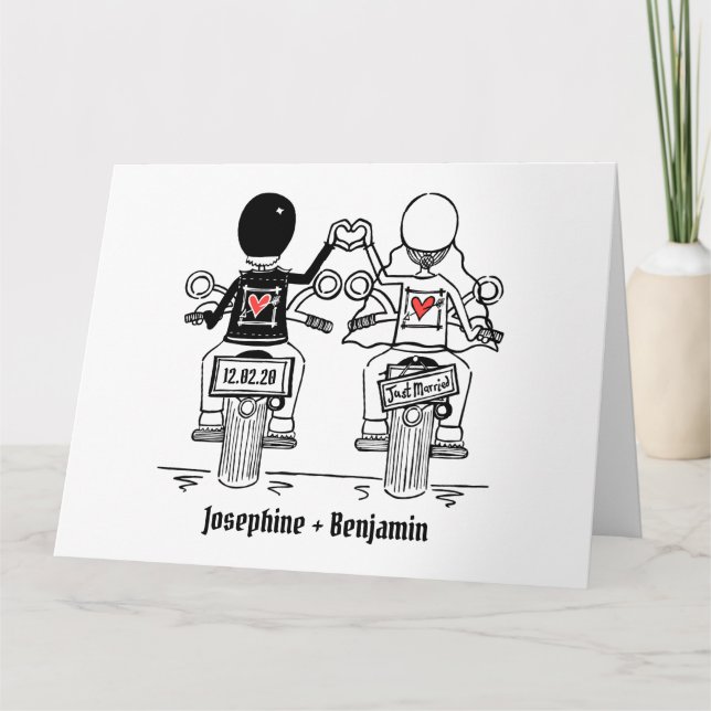 Tarjeta Saludos personalizados de los Bodas de motocicleta (Anverso)