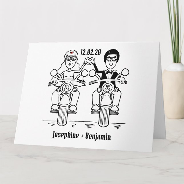 Tarjeta Saludos personalizados de los Bodas de motocicleta (Anverso)