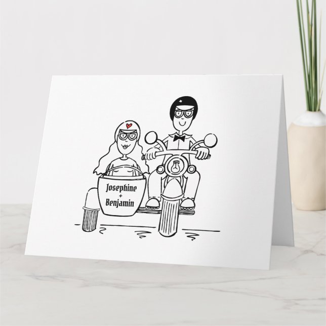Tarjeta Saludos personalizados de los Bodas de motocicleta (Anverso)