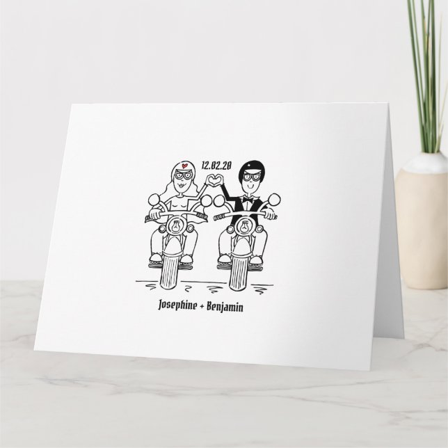 Tarjeta Saludos personalizados de los Bodas de motocicleta (Anverso)