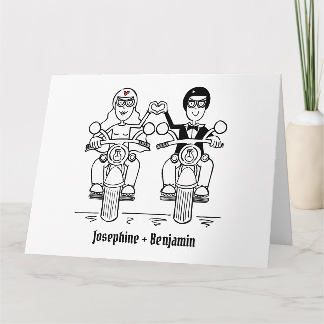 Tarjeta Saludos personalizados de los Bodas de motocicleta (Anverso)