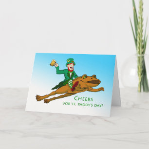 Tarjeta Saludos San Patricio Rana Leprechaun y Cerveza