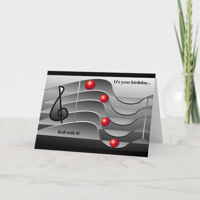 Tarjeta Saludos temáticos del cumpleaños de la música (Anverso)