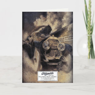Tarjeta Saludos vintage con el viejo auto