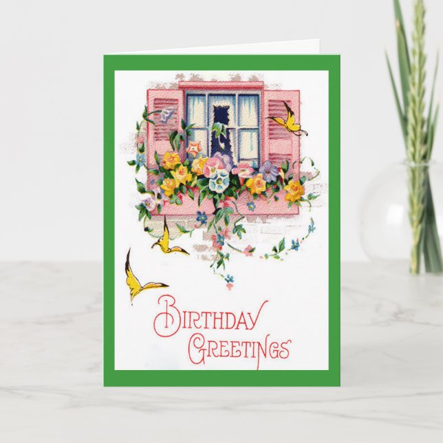Tarjeta Saludos vintage de cumpleaños (Anverso)