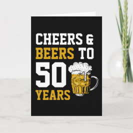 Tarjeta Saludos y cervezas a 50 años 50 cumpleaños