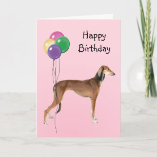 Tarjeta Saluki, globos de cumpleaños