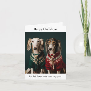 Tarjeta Saluki Puppies Happy Navidad Card