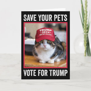 Tarjeta Salva a tus mascotas, vota por Trump, elección de