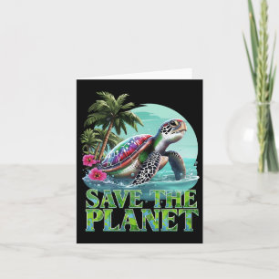 Tarjeta Salva La Tortuga Marina Del Planeta Océanos Día De