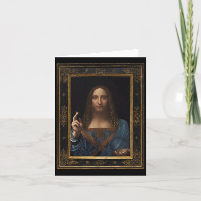 Tarjeta Salvador Mundi de Leonardo da Vinci alrededor de 1 (Anverso)