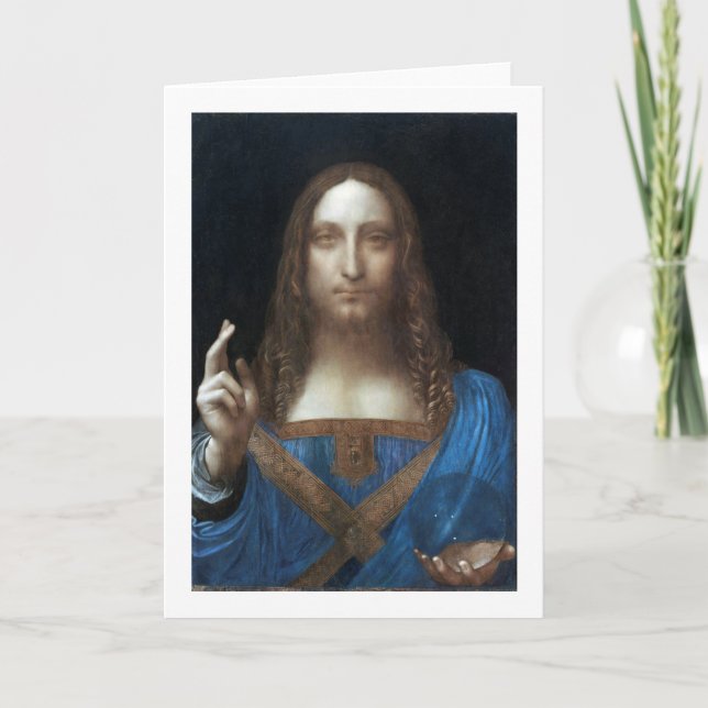Tarjeta Salvador Mundi, Jesucristo, Leonardo da Vinci (Anverso)