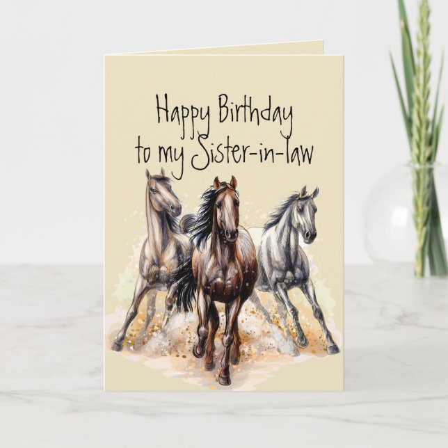 Tarjeta Salvaje caballo occidental animal de cumpleaños (Anverso)