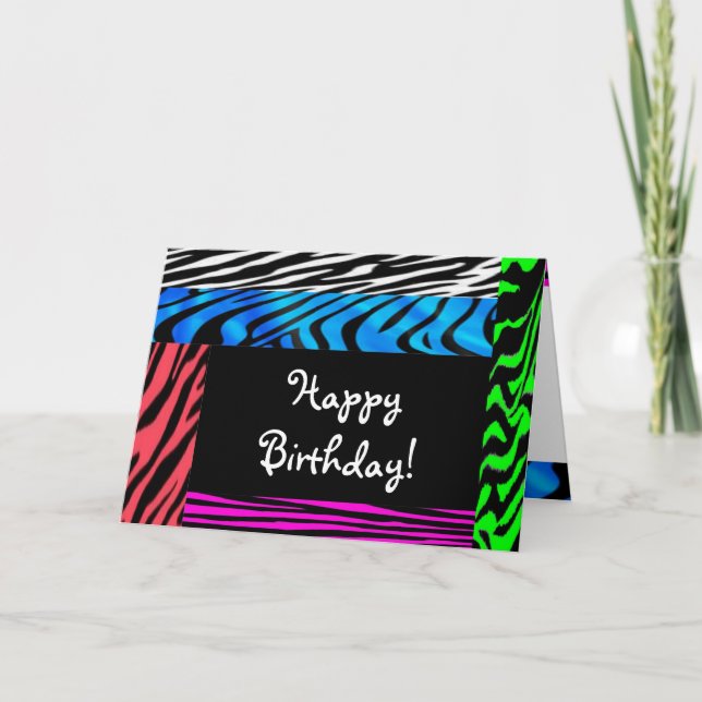 tarjeta salvaje del feliz cumpleaños del estampado (Anverso)