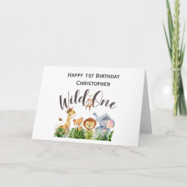 Tarjeta Salvaje Uno Safari de la Jungla Animales Cumpleaño