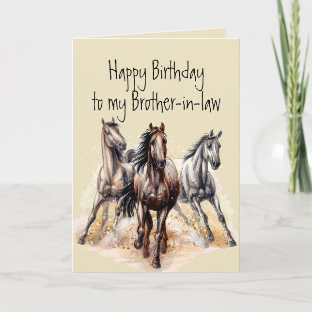 Tarjeta Salvajes Caballos Occidentales Cumpleaños Cuñado (Anverso)
