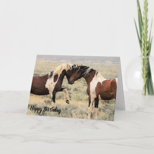 Tarjeta Salvajes Mustangs del cumpleaños occidental (Anverso)