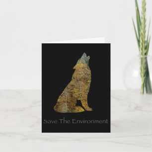 Tarjeta Salvar el medio ambiente de la silueta del lobo am