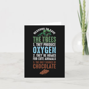 Tarjeta Salvar el medio ambiente de los árboles de chocola