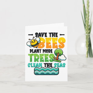 Tarjeta Salvar las abejas plantar árboles limpios Mares Me