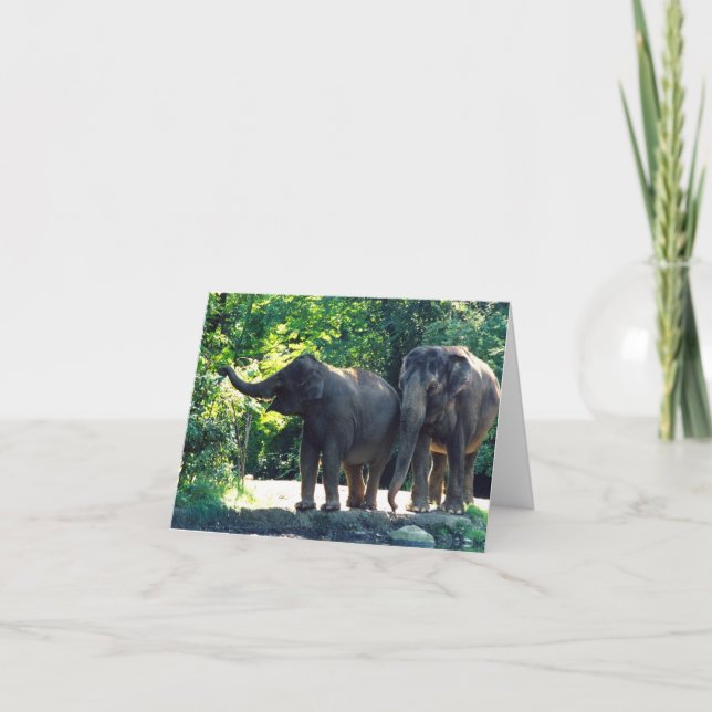 Tarjeta Salvar nuestro planeta protector con elefantes (Anverso)