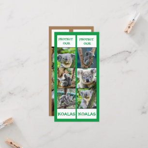 Tarjeta Salvar nuestros Koalas, proteger, marcadores