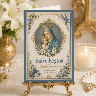 Tarjeta Salve Regina Devocional de Marian Floral