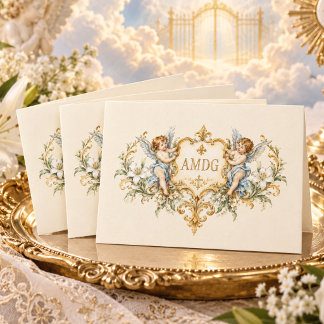 Tarjeta Salve Regina Marian Ángeles vintage AMDG Católico