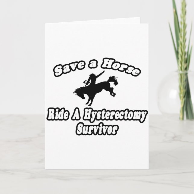 Tarjeta Salven a caballo, sobreviviente de la histerectomí (Anverso)