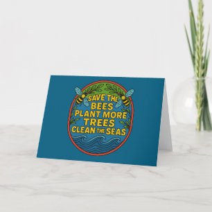 Tarjeta Salven a la planta de abejas más árboles limpian e