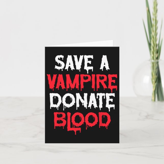 Tarjeta Salven Un Vampiro Donar Sangre Disfraz De Hallowee (Anverso)