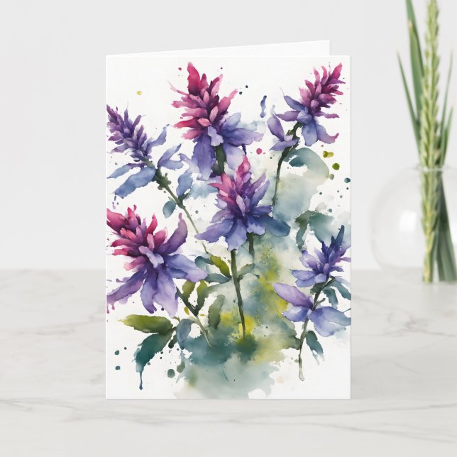 Tarjeta Salvia - Fundas de iPad mini con flores de acuarel (Anverso)