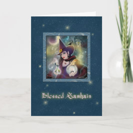 Tarjeta Samhain bendito - Espuma azul bruja