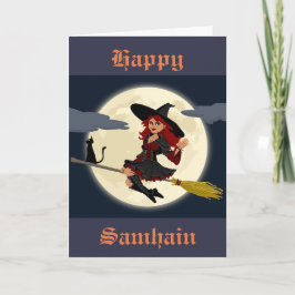 Tarjeta Samhain - bruja voladora
