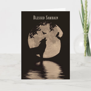 Tarjeta Samhain carda la bendición de la luna del lobo,