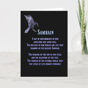 Tarjeta Samhain con Raven o Crow Blessin Samhain