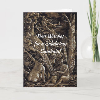Tarjeta Samhain de Halloween para las mejores bruj
