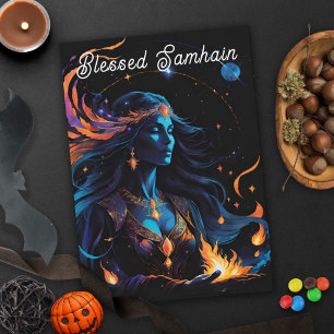 Tarjeta Samhain Pagan Bruja bendecida noche de otoño de Ha