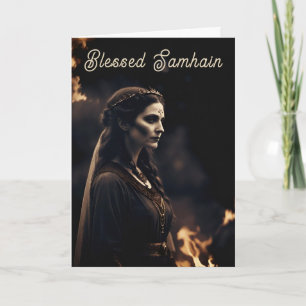 Tarjeta Samhain Pagan Bruja bendecida noche de otoño de Ha