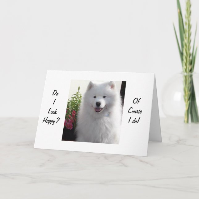 TARJETA SAMOYED DICE FELIZ QUE TIENES "21" (Anverso)