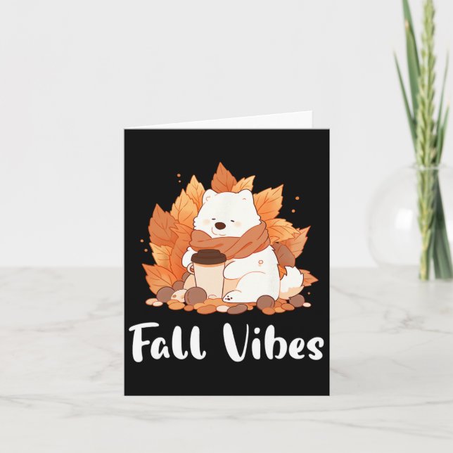 Tarjeta Samoyed Fall Vibes Funny Dog Pumpkin Spice Latte (Anverso)