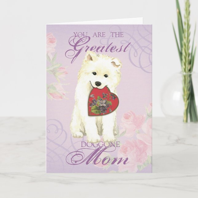 Tarjeta Samoyed Heart Mom (Anverso)