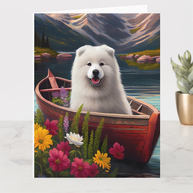 Tarjeta Samoyed on a Paddle: Una aventura panorámica (Planta pequeña)