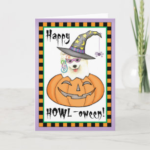 Tarjeta Samoyedo de Halloween
